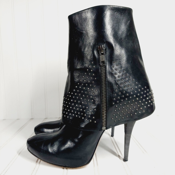 Rebeca Sanver Black Studded Ankle Boots - Picture 1 of 11